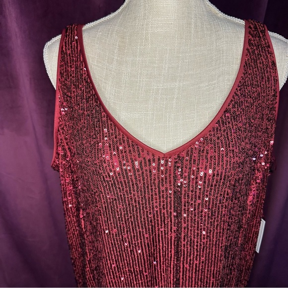Burgundy Sequin Mini Dress, 16W - Picture 3 of 9